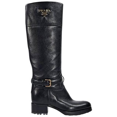 prada cervo riding boots|Authentic PRADA CERVO Brown and Gold Leather Knee High .